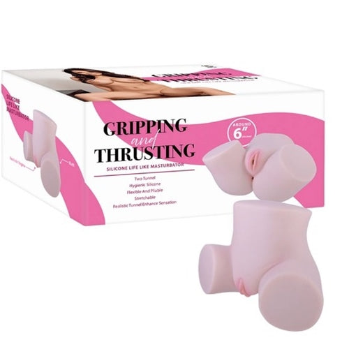 Silicone Life-Like Masturbator - 6'' Pussy and Ass (Flesh) Gripping & Thrusting