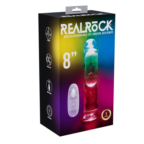 Realrock 8" No Balls Wireless Rechargeable LED Vibrating Dong