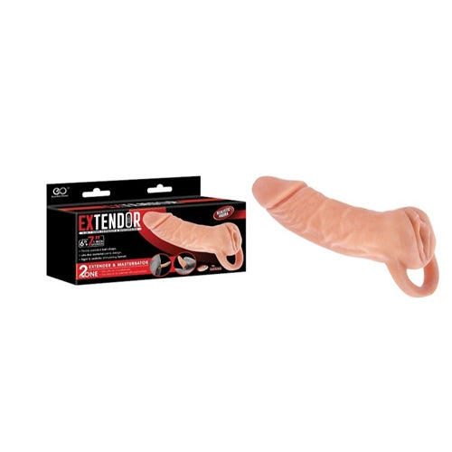 EXTENDOR TWO IN ONE 7" PENIS EXTENDER AND MASTURBATOR FLESH