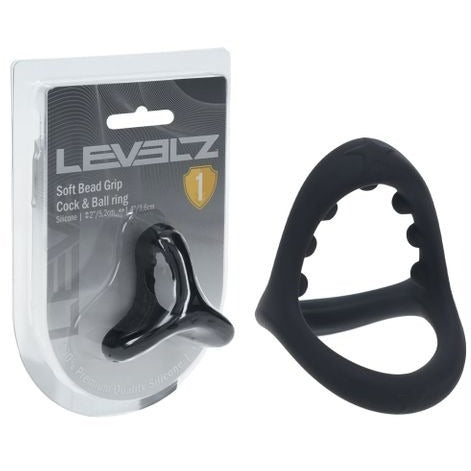 LEVELZ Soft Bead Grip Silicone Cock Ring - Black