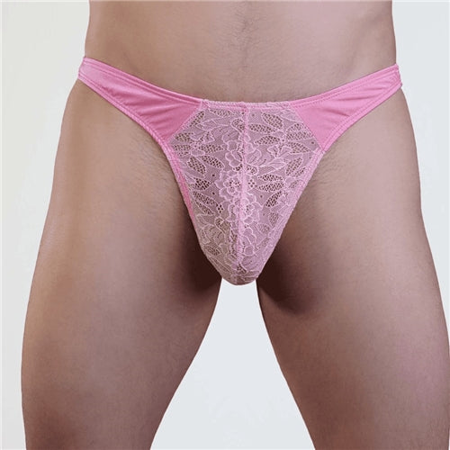 Mens Lace Thong with Lycra Back