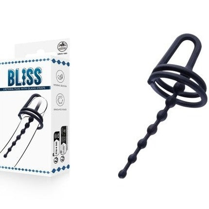 Bliss - Black Urethral Plug with Glans Ring