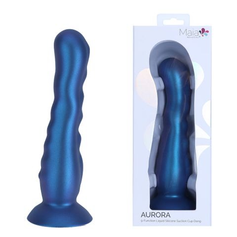 Maia Aurora Liquid Silicone Vibrating Dildo - Blue
