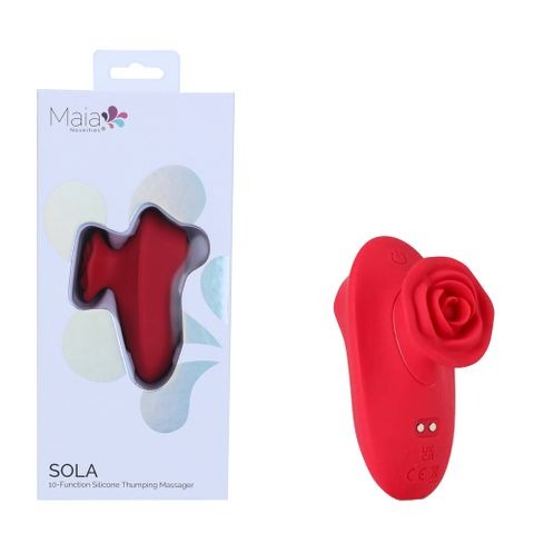 Maia SOLA Rose Thumping Finger Stimulator - Red