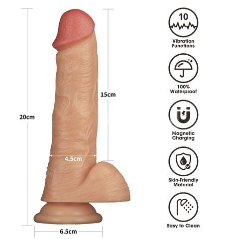 Power Basics 8'' Vibrating Dong - Flesh