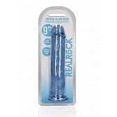 Crystal Clear Dildo 9" Inch Straight No Balls - Blue