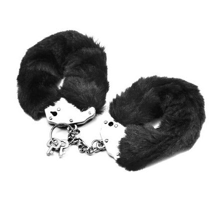 Fetish Pleasure Fluffy Hand Cuffs Black