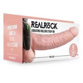REALROCK Vibrating Hollow Strap-on - 23 cm Flesh
