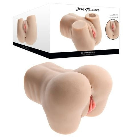 ROCK MY WORLD - Flesh USB Rechargeable Doggy Style Thrusting Mini Torso Masturbator