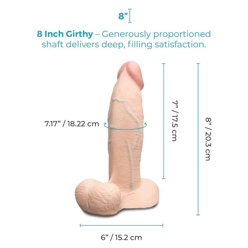 b-Vibe Slipskin Realistic Silicone Dildo - 8" Girthy Cream