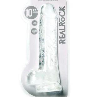 RealRock Crystal Clear Dildo 10inch- Pink Blue Purple Clear and Green