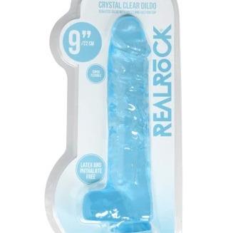 RealRock Crystal Clear Dildo - 9 Blue and Green
