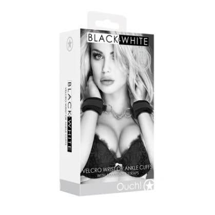 Velcro Hand or Ankle Cuffs - With Adjustable Straps - Black & White - Ouch