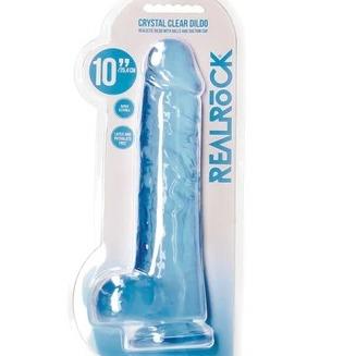 RealRock Crystal Clear Dildo 10inch- Pink Blue Purple Clear and Green