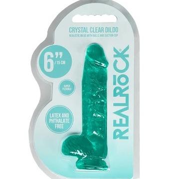 RealRock Crystal Clear Dildo - 6 Blue and Green