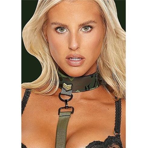 Ouch! Collar With Leash - Army Theme