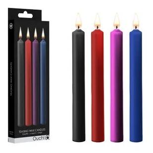 Teasing Wax Candles - 4 pack - Large - Mixed Colours- Ouch