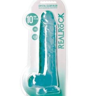 RealRock Crystal Clear Dildo 10inch- Pink Blue Purple Clear and Green