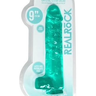 RealRock Crystal Clear Dildo - 9 Blue and Green
