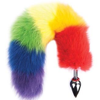 Rainbow Foxy Tail Pleasure Stainless Steel Plug