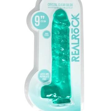 RealRock Crystal Clear Dildo - 9 Blue and Green