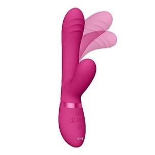 VIVE-TANI triple action rechargeable finger motion with pulse-wave and vibrating vibrator Pink