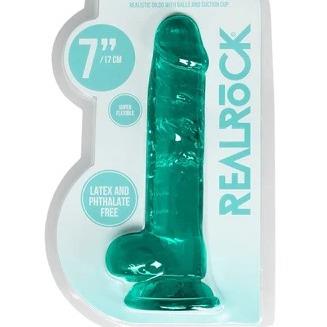 RealRock Crystal Clear Dildo - 7 Blue and Green