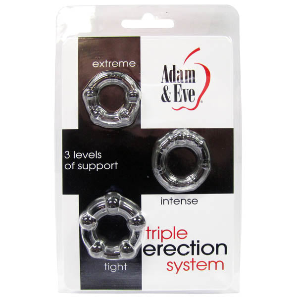 Adam & Eve Triple Erection System - Clear Cock Rings - Set of 3