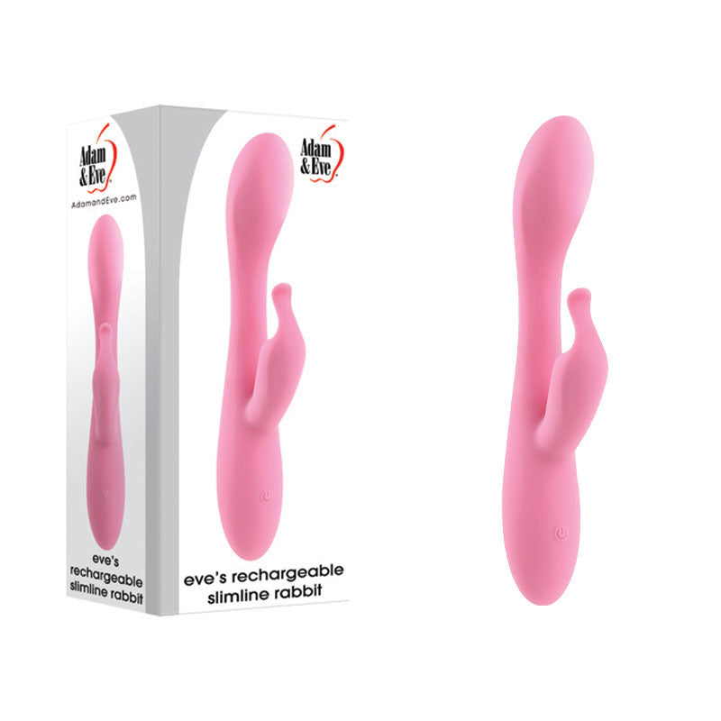 Adam & Eve EVE'S RECHARGEABLE SLIMLINE RABBIT - Pink 19.3 cm USB Rechargeable Rabbit Vibrator