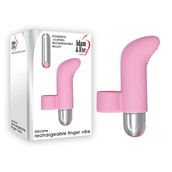 Adam & Eve Silicone Rechargeable Finger Vibe - Pink USB Rechargeable Finger Stimulator