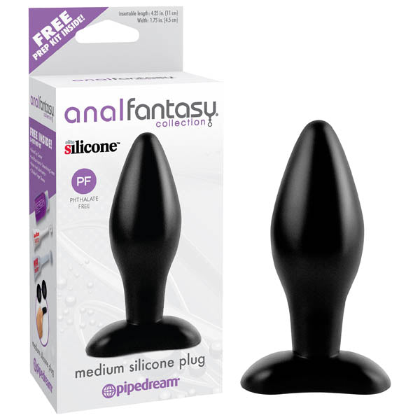 Anal Fantasy Collection Medium Silicone Plug - Black 11 cm (4.25'') Butt Plug