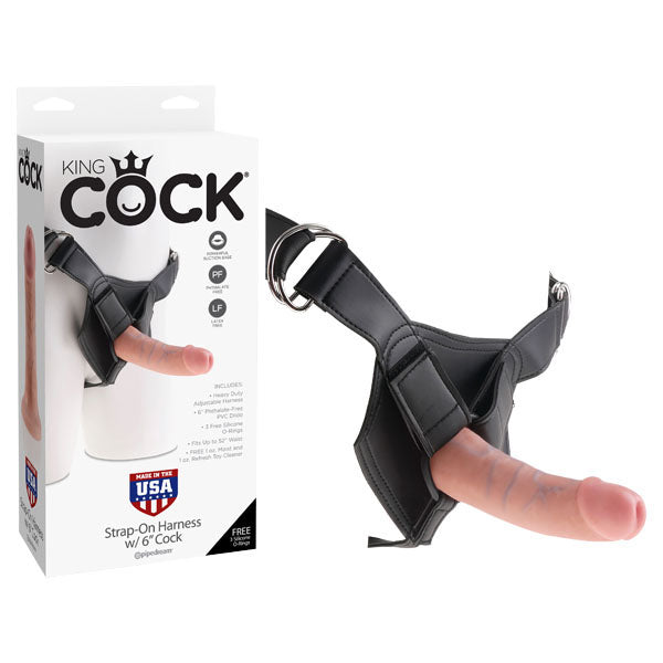 King Cock Strap-On Harness With 6'' Dong - Flesh 15.2 cm (6'') Strap-On
