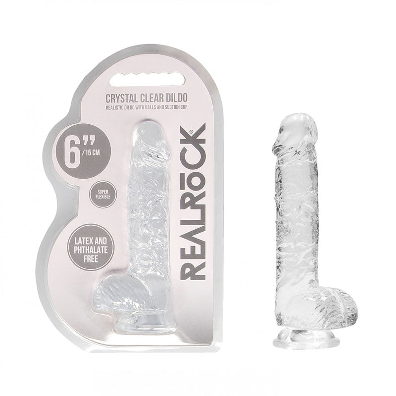 RealRock 6'' Realistic Dildo With Balls - Clear 15.2 cm Dong