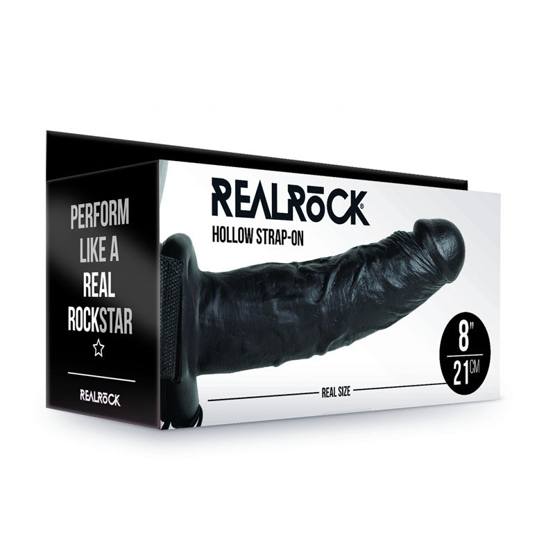 REALROCK Hollow Strap-on - 20.5 cm Black - Black 20.5 cm Hollow Strap-On