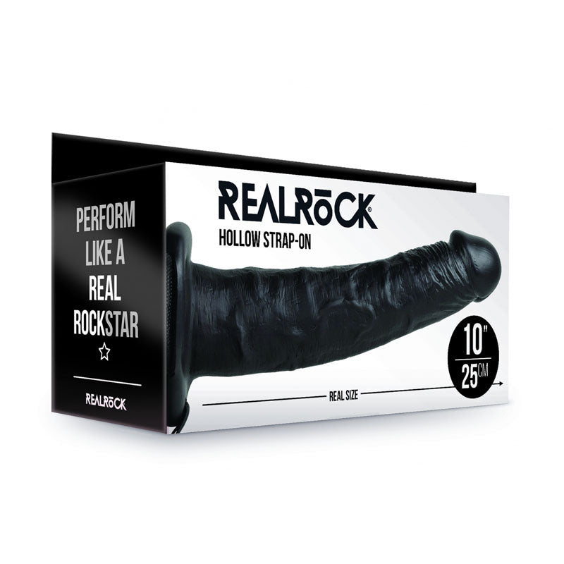 REALROCK Hollow Strap-on - 24.5 cm Black - Black 24.5 cm Hollow Strap-On