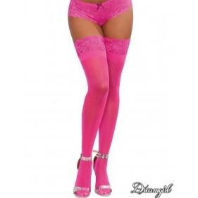 Dreamgirl Thigh High Stockings - Neon Pink - One Size Fits Most QUEEN