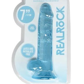 RealRock Crystal Clear Dildo - 7 Blue and Green