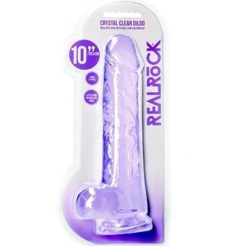 RealRock Crystal Clear Dildo 10inch- Pink Blue Purple Clear and Green