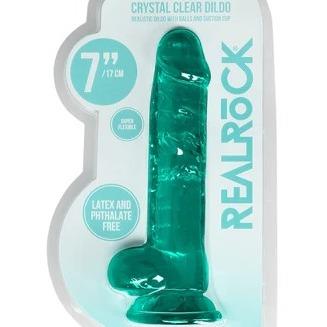 RealRock Crystal Clear Dildo - 7 Blue and Green