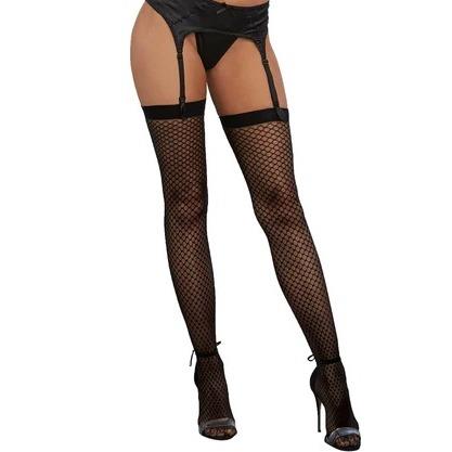 Dreamgirl Knitted Fishnet Pattern Stockings Black - One Size Fits Most