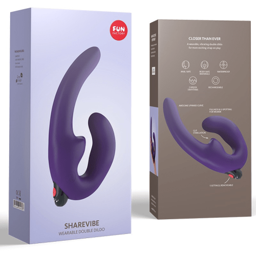 Sugar & Sas Couples FUN FACTORY SHAREVIBE VIBRATOR FOR COUPLES & STRAPLESS STRAP ON Dark Violet