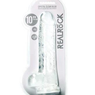 RealRock Crystal Clear Dildo 10inch- Pink Blue Purple Clear and Green