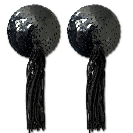 peekaboos - Black Sequin with Black Tassel Pastie