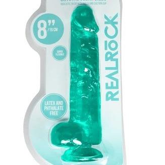 RealRock Crystal Clear Dildo - 8 Blue and Green