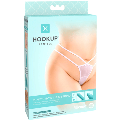 Windsor panties for play HOOKUP REMOTE CONTROL VIBRATING PANTIES BOW-TIE G-STRING - FITS SIZE XL-XXL