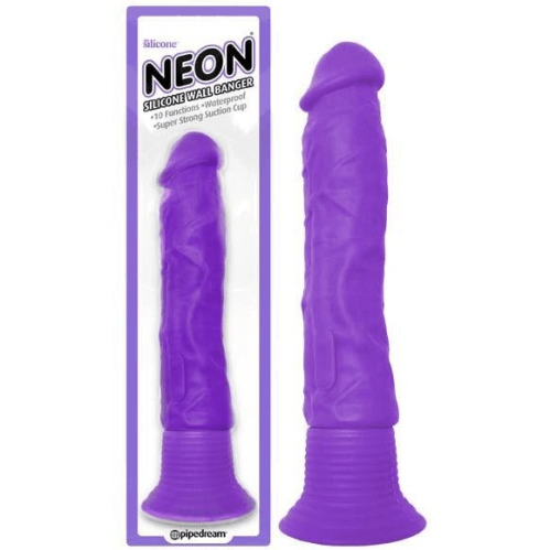 Windsor Vibrators Large Vibrating Dildo - Neon silicone wall banger Purple