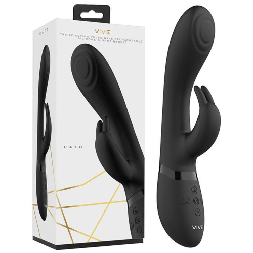 Metro Vibrators Pulse Rabbit Vibrator by VIVE - Cato - Black
