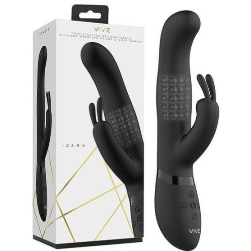 Metro Vibrators Rotating Beads Rabbit Vibrator by VIVE - Izara  - Black